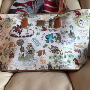 Dooney & Bourke Whimsical Graphic Tote with Brown Accents